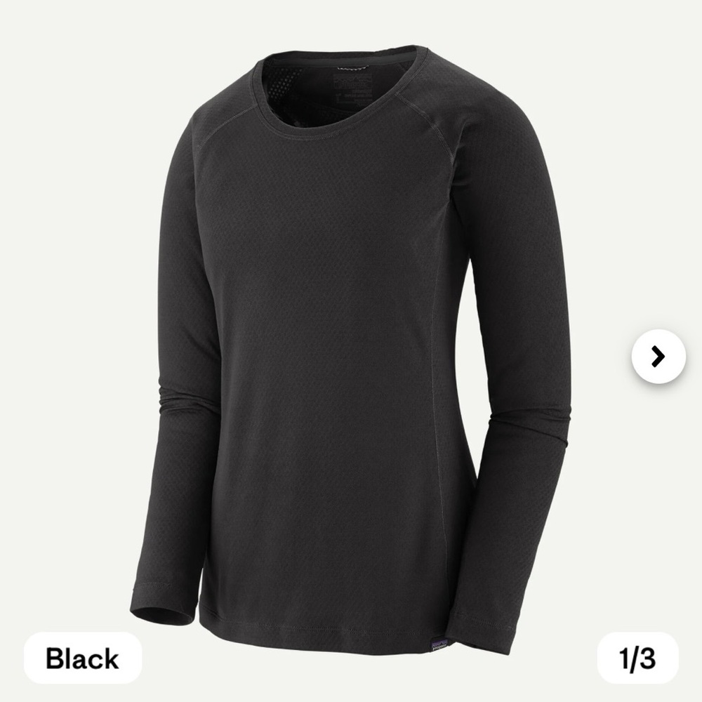 Patagonia Midweight Capilene Baselayer Black Long Sleeve Crewneck Top XS